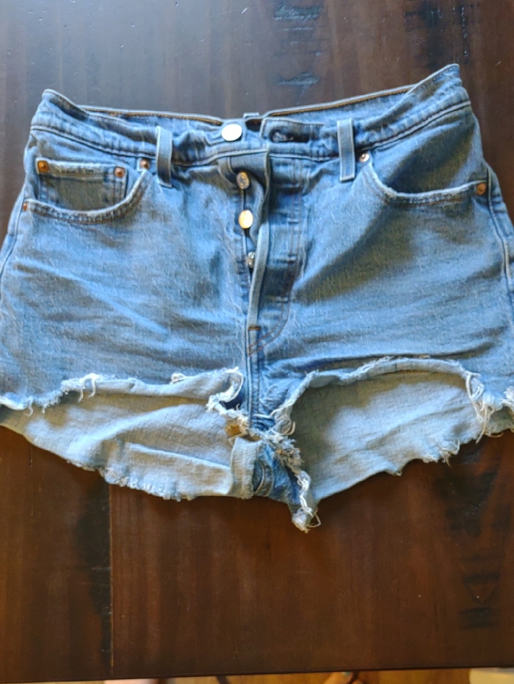 Classic Light Blue Distressed Denim Shorts